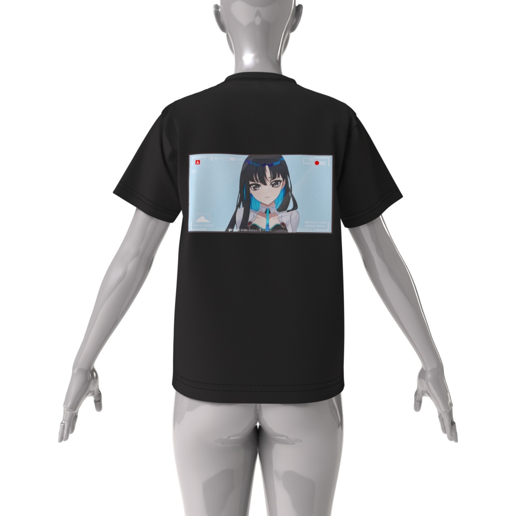 ロムさん背後から監視してるよTシャツ_black