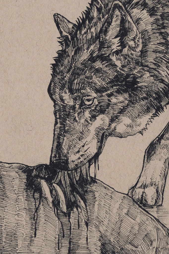 狩りをするオオカミ アクリルキーホルダー