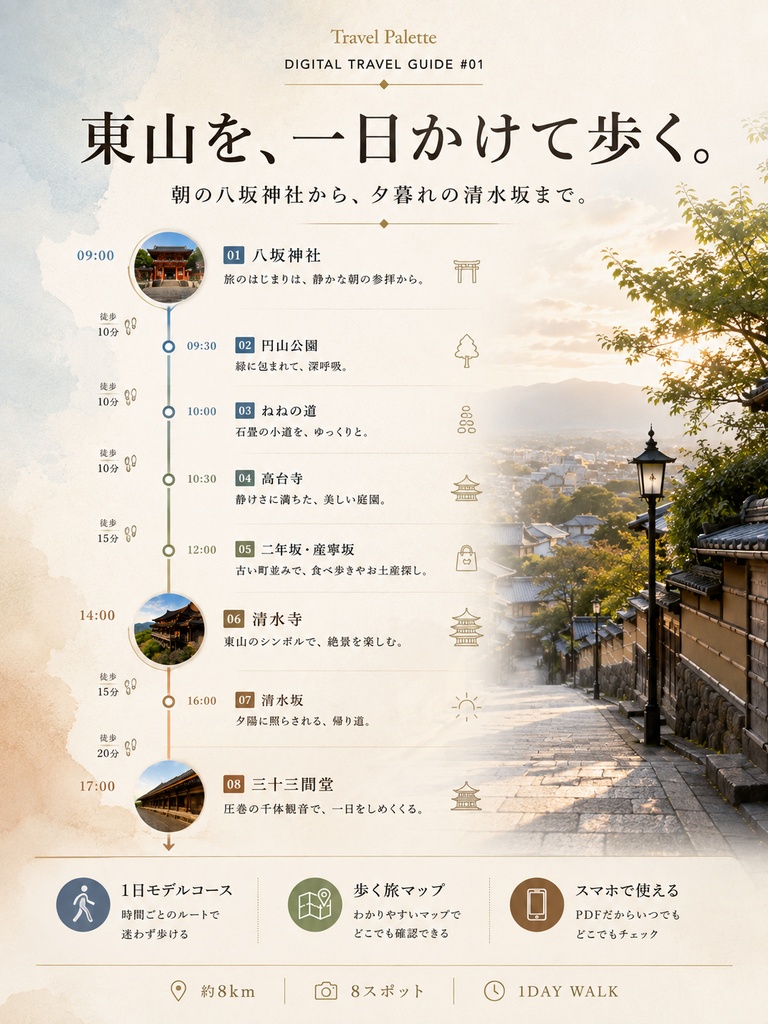 京都・東山を歩く旅|1日モデルコース付きデジタルガイド【PDF】