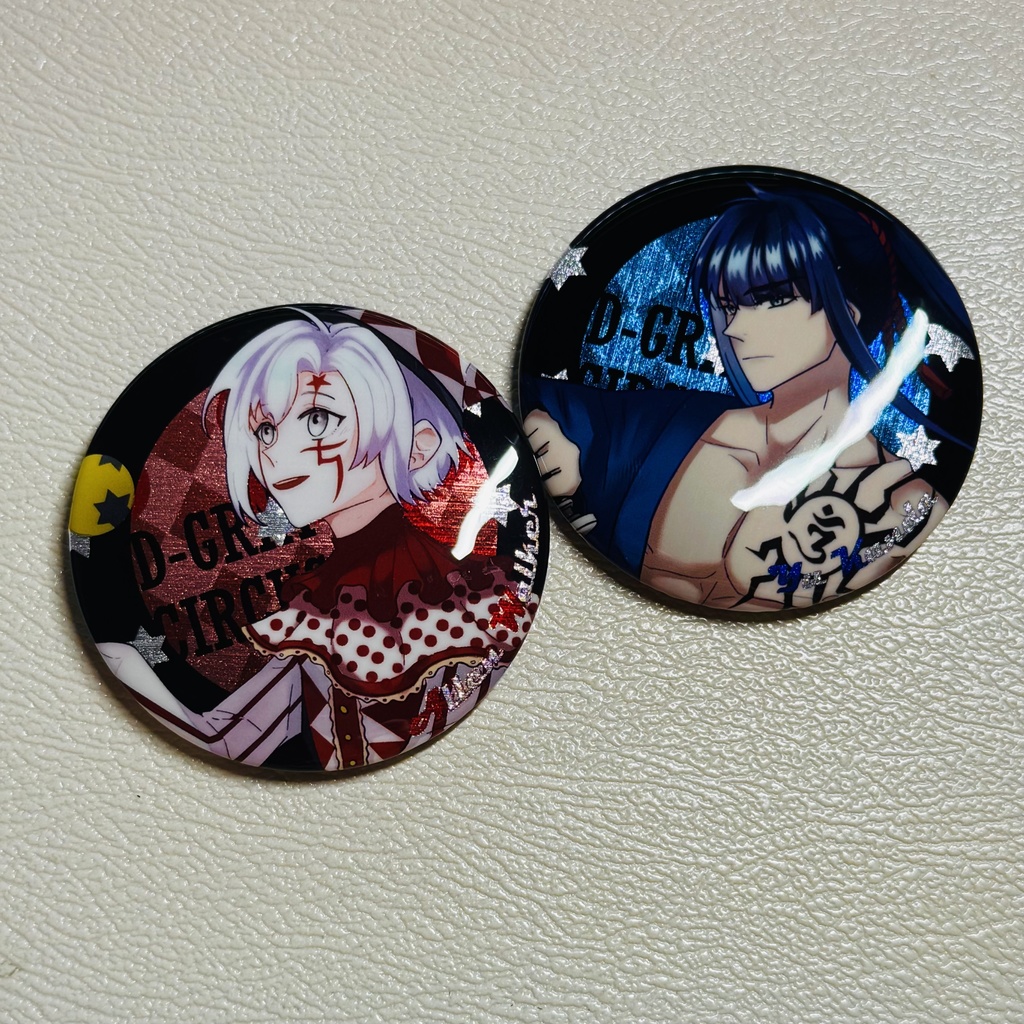 サーカス・ヘアライン銀ラメ缶バッジ