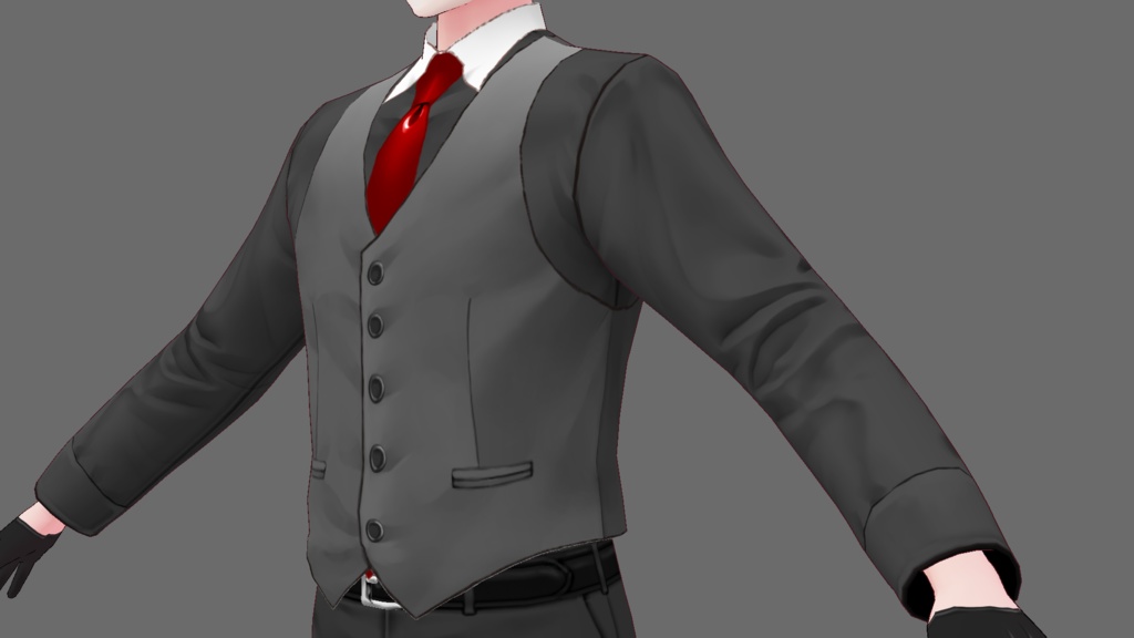 ワイシャツ/ネクタイ/ベスト衣装セット【VRoid用】