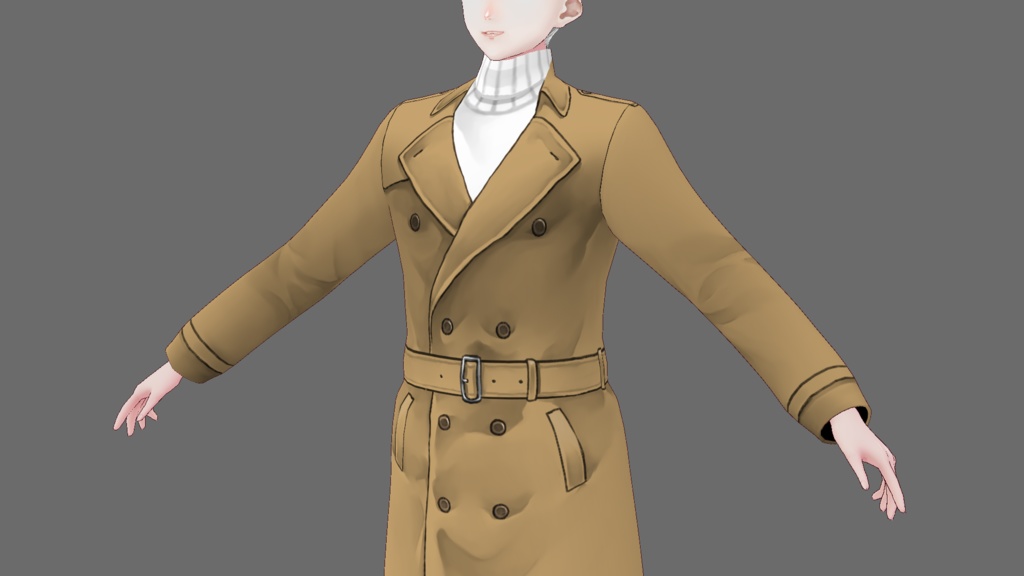 タートルネック/スーツ上着/トレンチコート衣装セット【VRoid用】