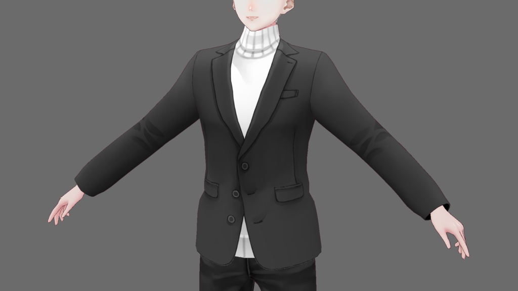 タートルネック/スーツ上着/トレンチコート衣装セット【VRoid用】