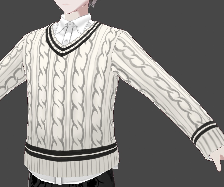 レザージャケット・シャツ・マフラー・セーターセット【Vroid用】