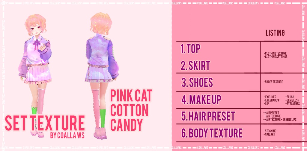 Cat Cotton Candy VROID Texture SET
