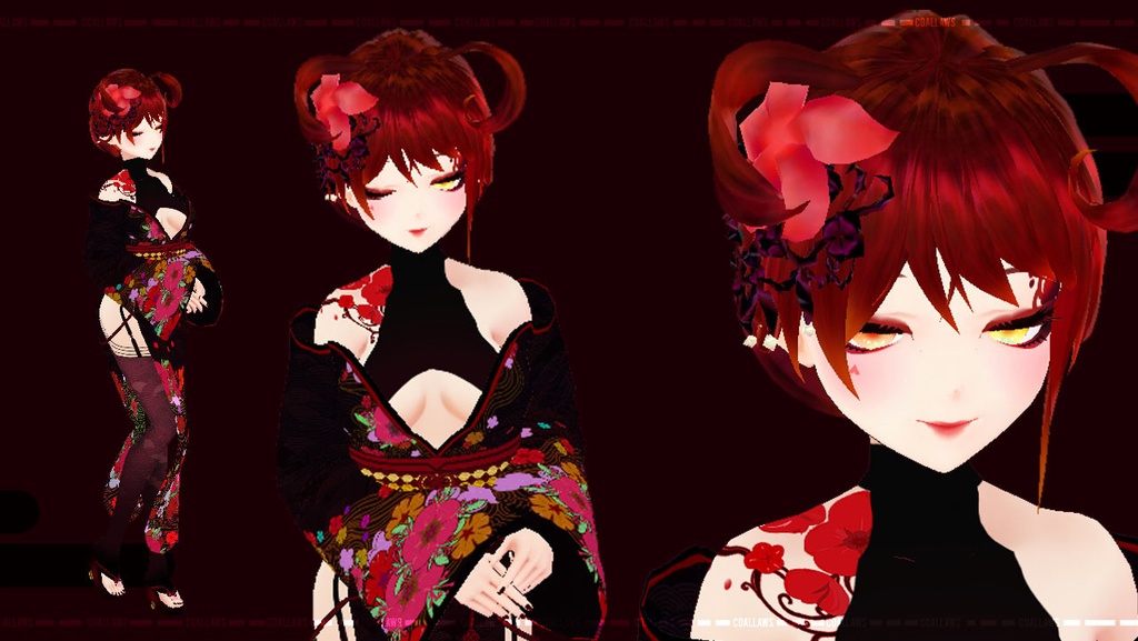 Red Camellia (FEMALE/MALE VROID TEXTURE)