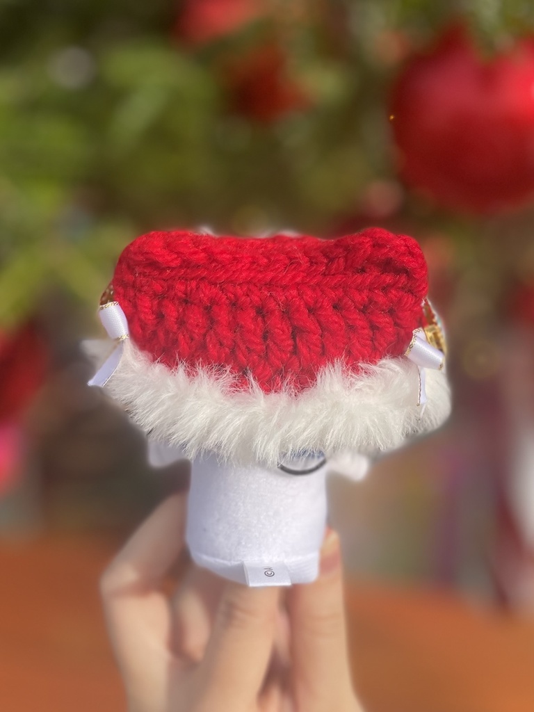 ぬい用猫耳ニット帽 にじぱぺサイズ クリスマス 白