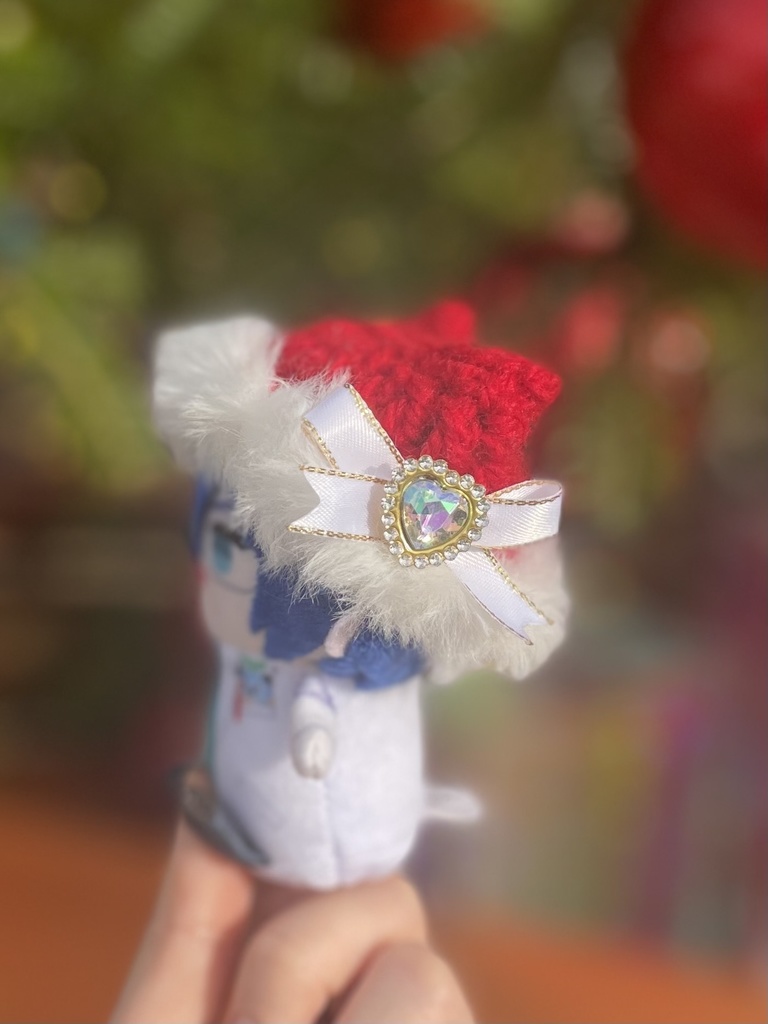 ぬい用猫耳ニット帽 にじぱぺサイズ クリスマス 白