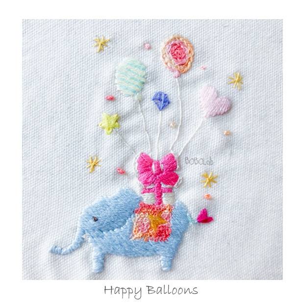 bobo刺繡図案04：Happy Balloons ぞうさん宅急便 - BOBOsHoP - BOOTH