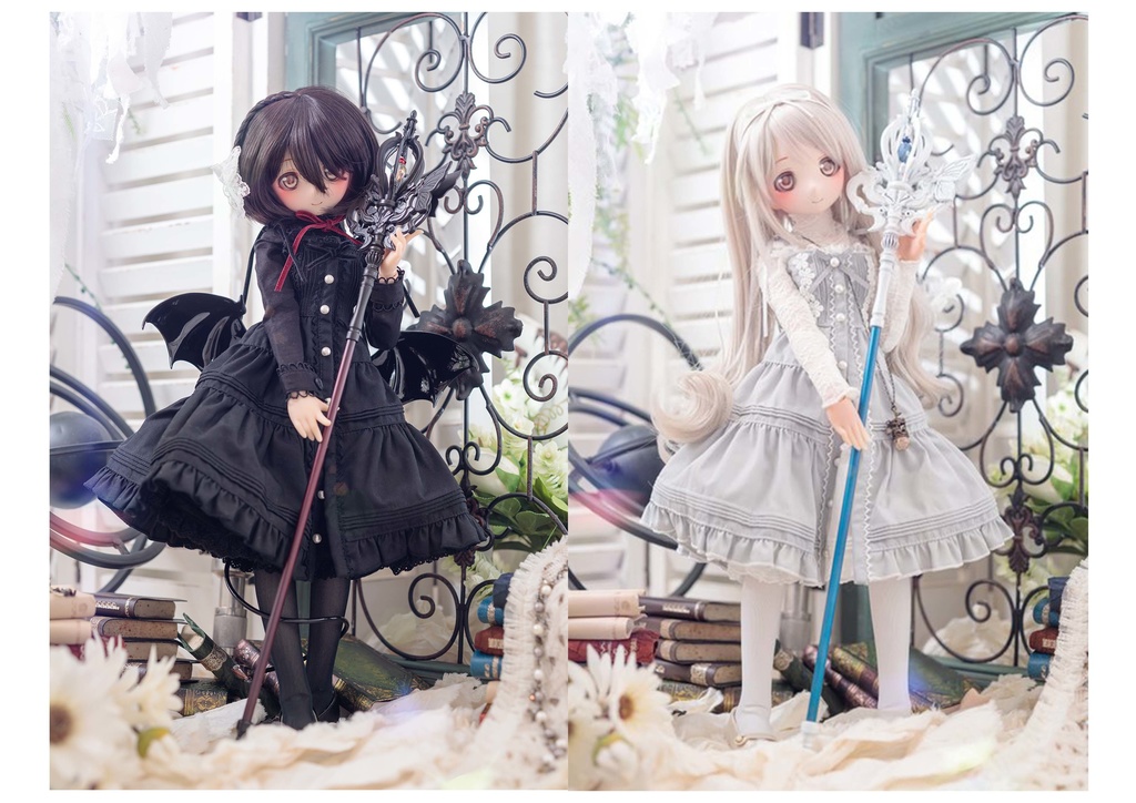 40cmドール向け 杖(黒&白セット)