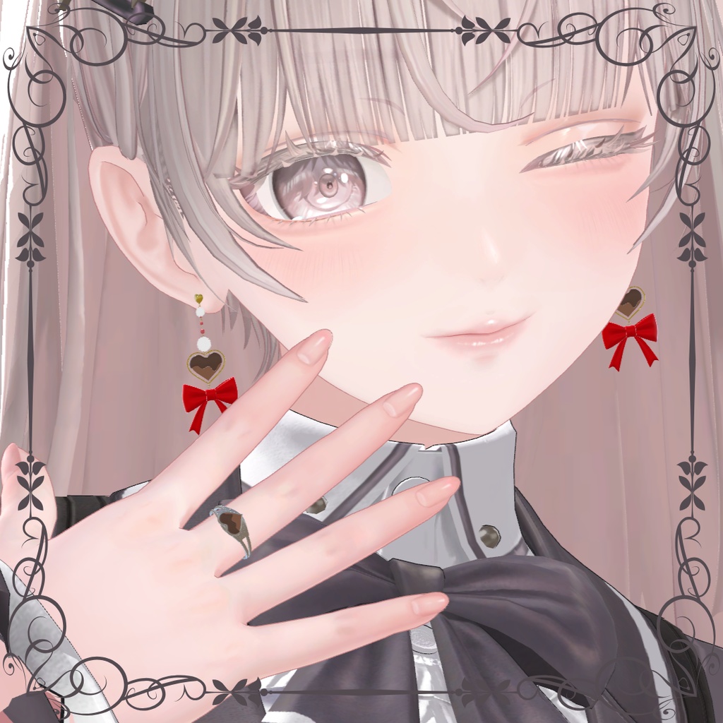 【VRChat想定ピアス/リング】バレンタインアクセサリーセット