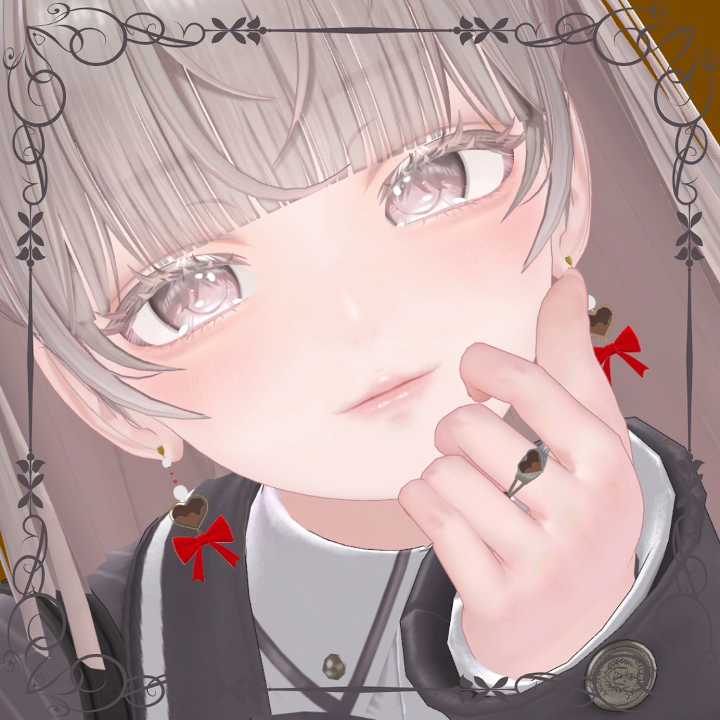 【VRChat想定ピアス/リング】バレンタインアクセサリーセット