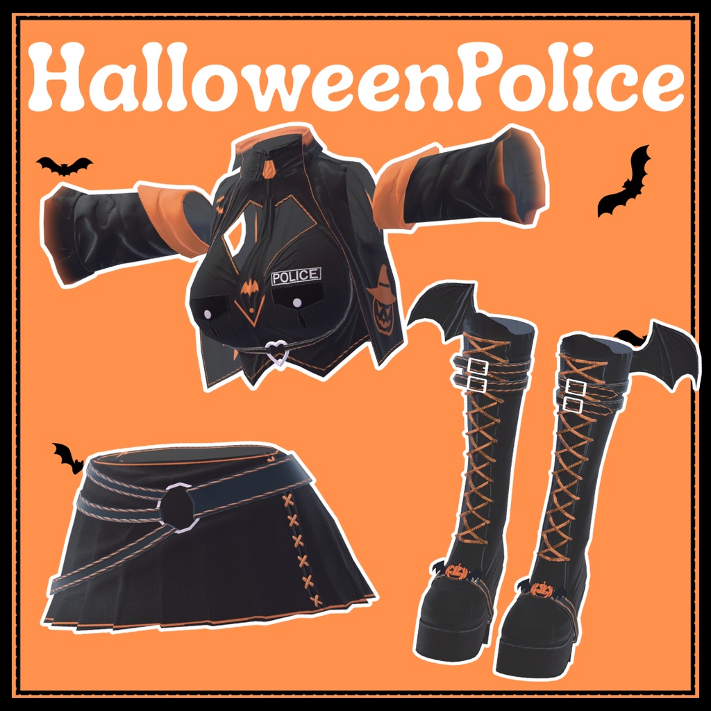 【発売記念セール】フルセット衣装"Halloween Police(ハロウィンポリス)"【4アバター対応】