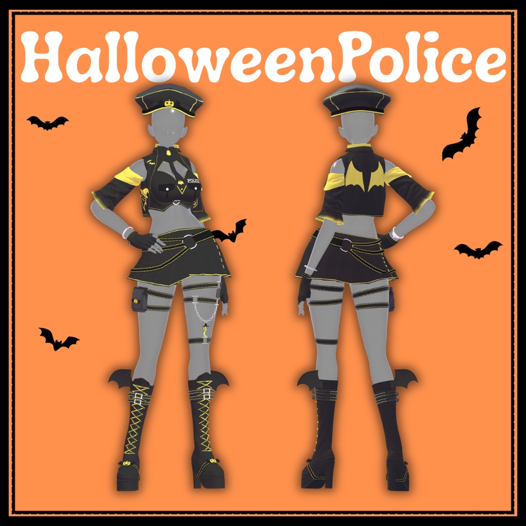 【発売記念セール】フルセット衣装"Halloween Police(ハロウィンポリス)"【4アバター対応】