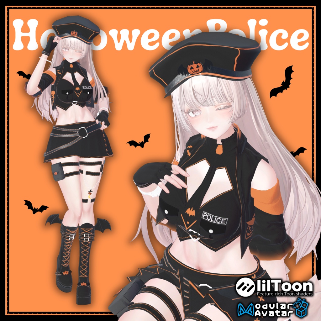 【発売記念セール】フルセット衣装"Halloween Police（ハロウィンポリス）"【4アバター対応】