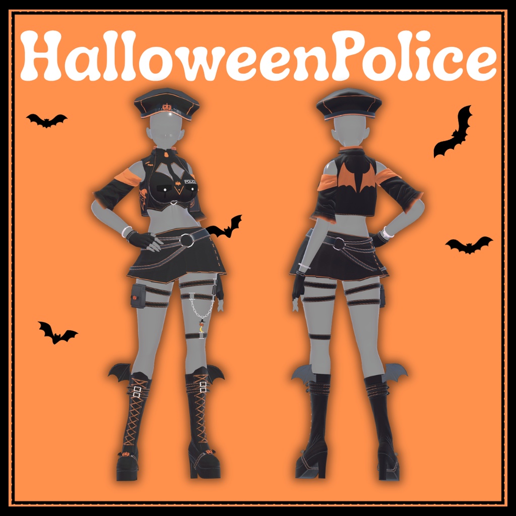 【発売記念セール】フルセット衣装"Halloween Police(ハロウィンポリス)"【4アバター対応】