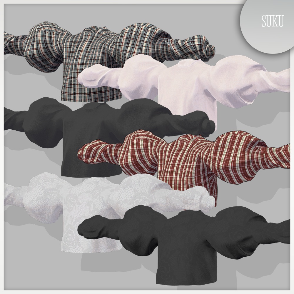 【☁Lapwing/Marycia/しなの対応】volume sleeves Tops【VRChat】