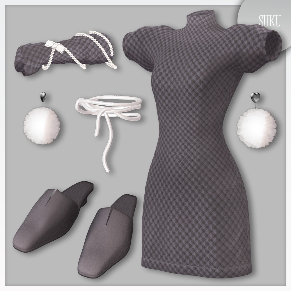 【SALE🎀Lapwing/Marycia/しなの対応】Quilted Mini Dress【VRChat】