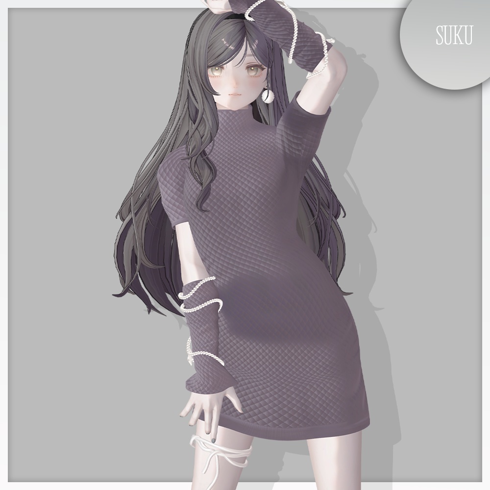 【🎀Lapwing/Marycia/しなの対応】Quilted Mini Dress【VRChat】