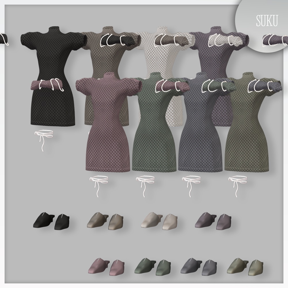 【SALE🎀Lapwing/Marycia/しなの対応】Quilted Mini Dress【VRChat】