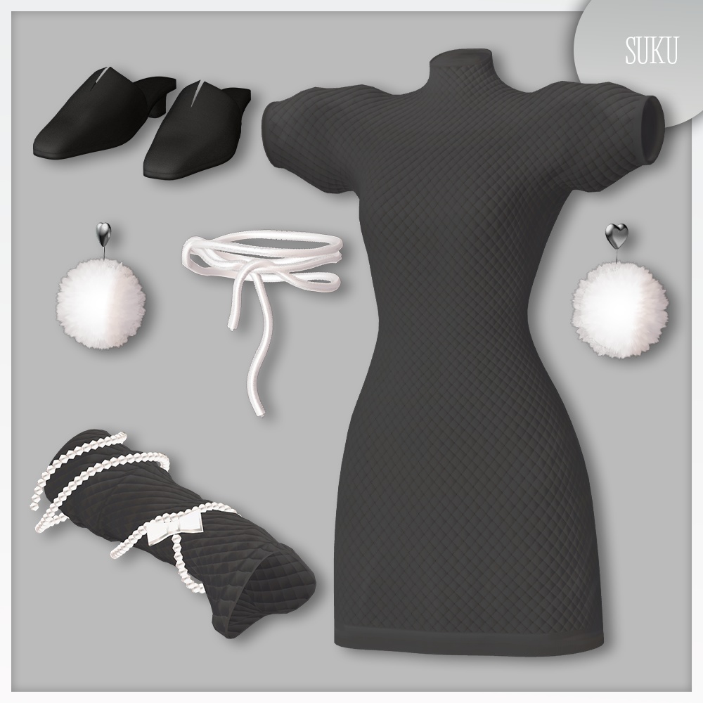 【🎀Lapwing/Marycia/しなの対応】Quilted Mini Dress【VRChat】