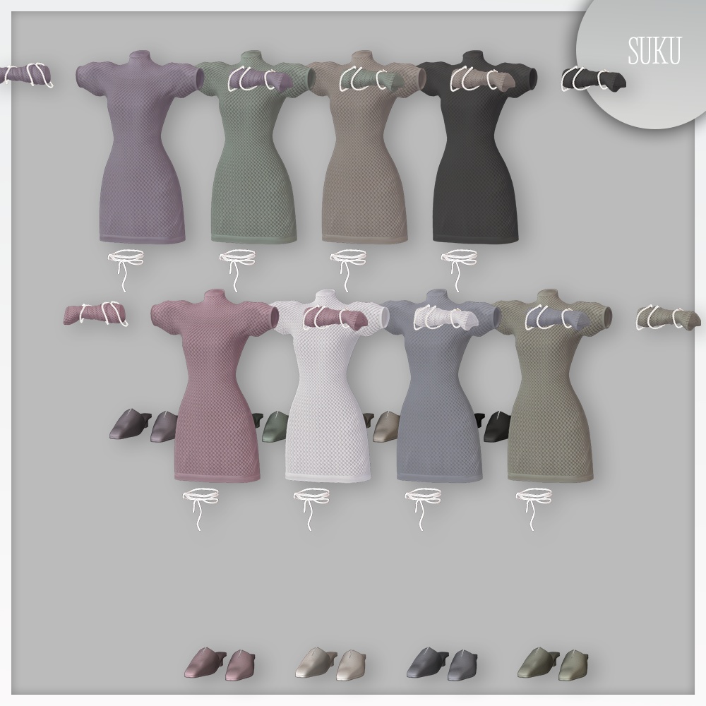 【🎀Lapwing/Marycia/しなの対応】Quilted Mini Dress【VRChat】