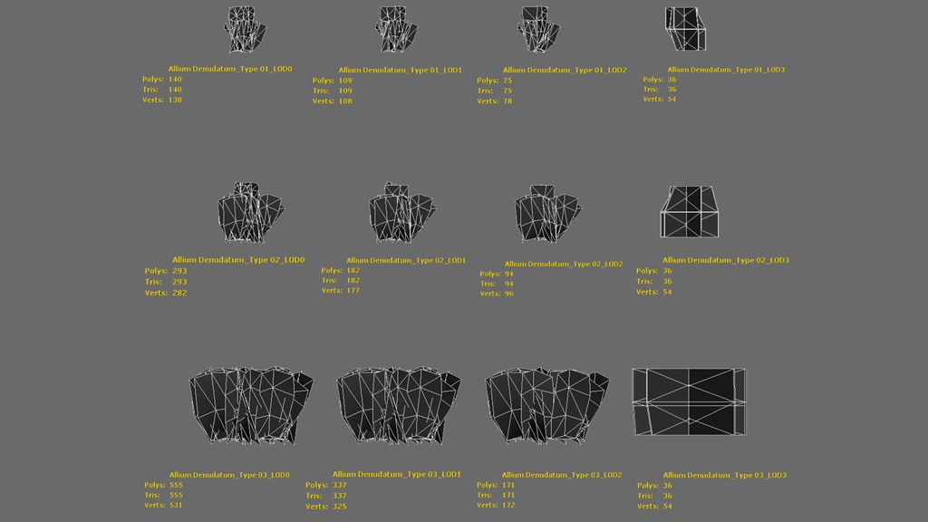 5種類のヨーロッパ野の花、Allium Denudatum II LOD
