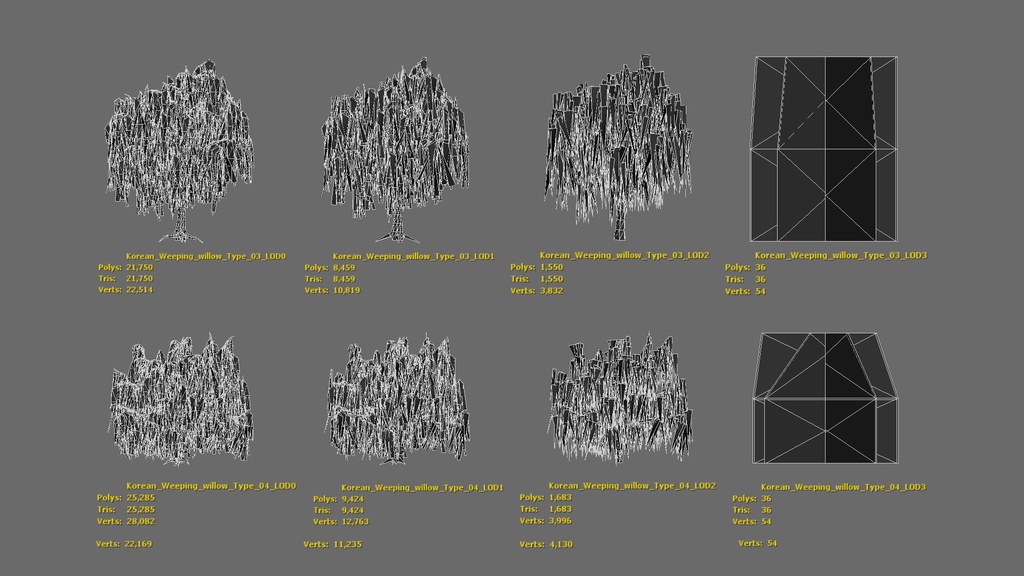 柳の3Dパック:四季の垂れ柳