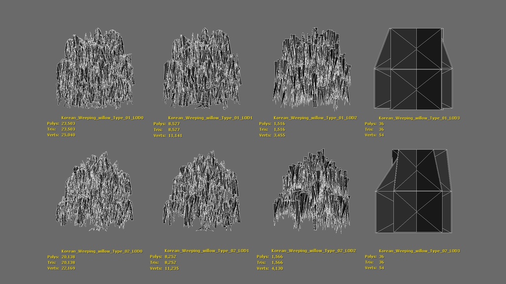 柳の3Dパック:四季の垂れ柳