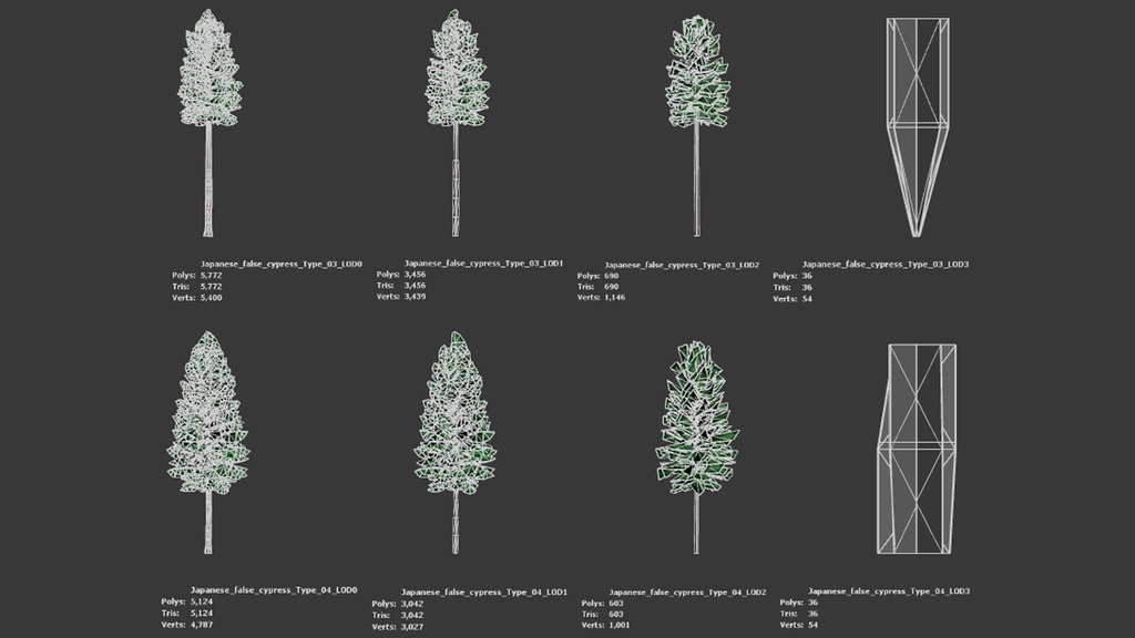 癒しの森の守護者:ヒノキの3Dモデル