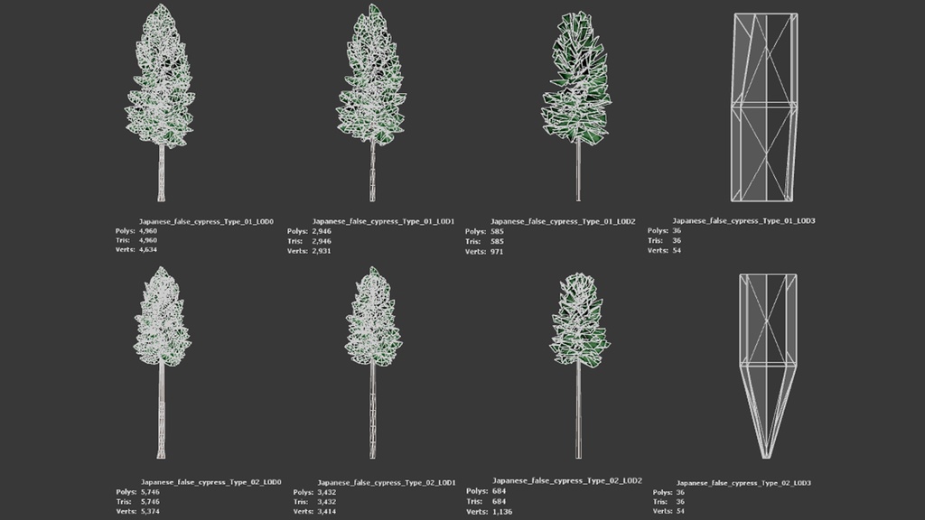 癒しの森の守護者:ヒノキの3Dモデル