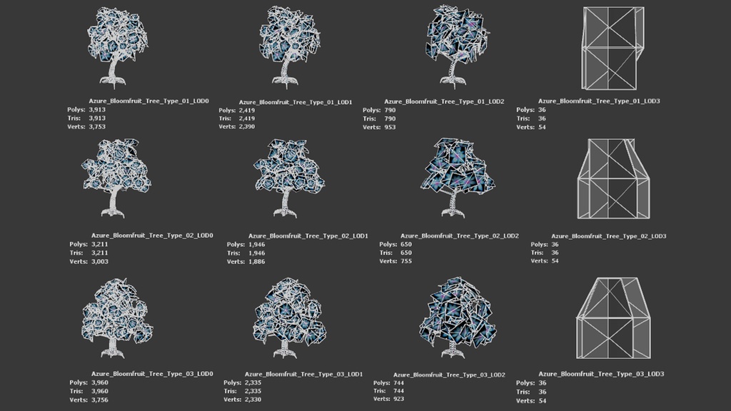 幻想の青い果実 アズール・ブルームフルーツ・ツリー 3Dモデル