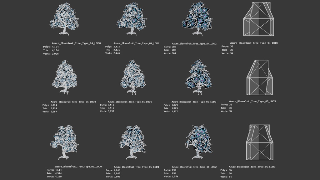 幻想の青い果実 アズール・ブルームフルーツ・ツリー 3Dモデル