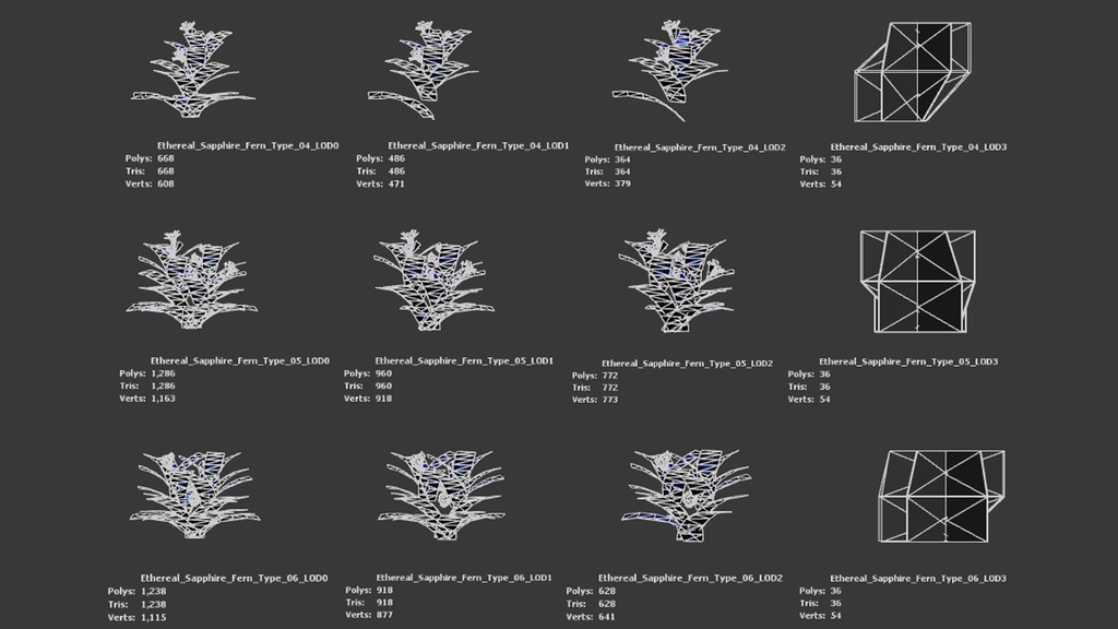 幻想の青いシダ エーテリアル・サファイア・フェルン 3Dモデル