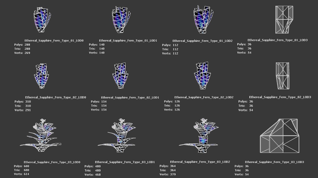 幻想の青いシダ エーテリアル・サファイア・フェルン 3Dモデル