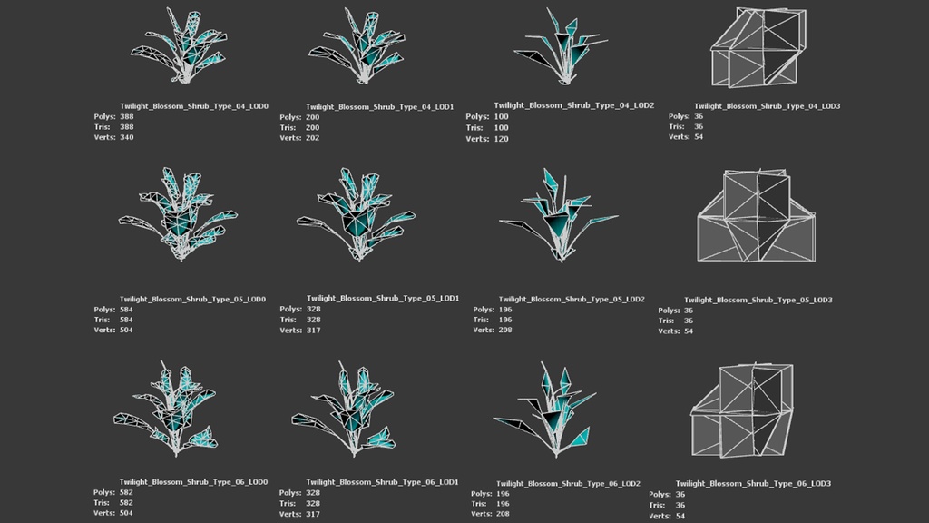 黄昏の花咲く低木 ツワイライト・ブロッサム・シュラブ 3Dモデル