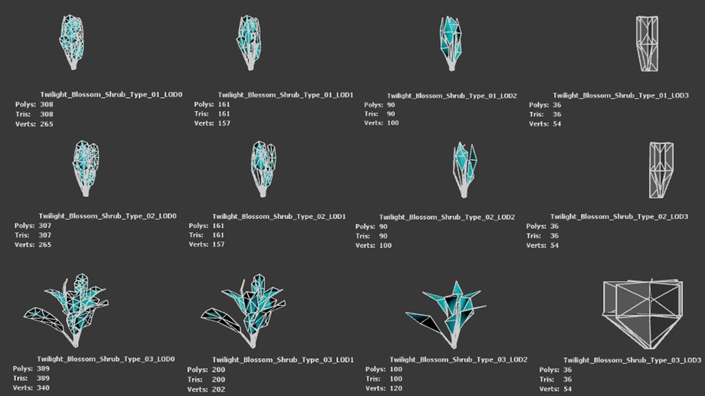 黄昏の花咲く低木 ツワイライト・ブロッサム・シュラブ 3Dモデル