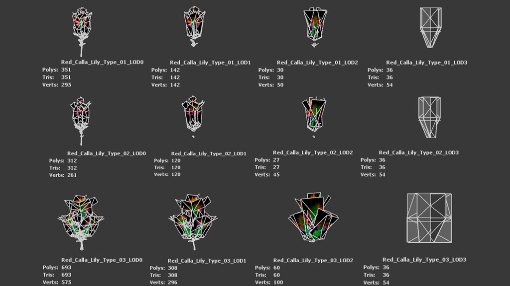 赤いカラーリリー 3Dモデル