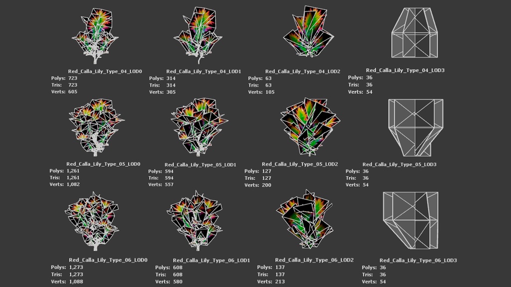 赤いカラーリリー 3Dモデル
