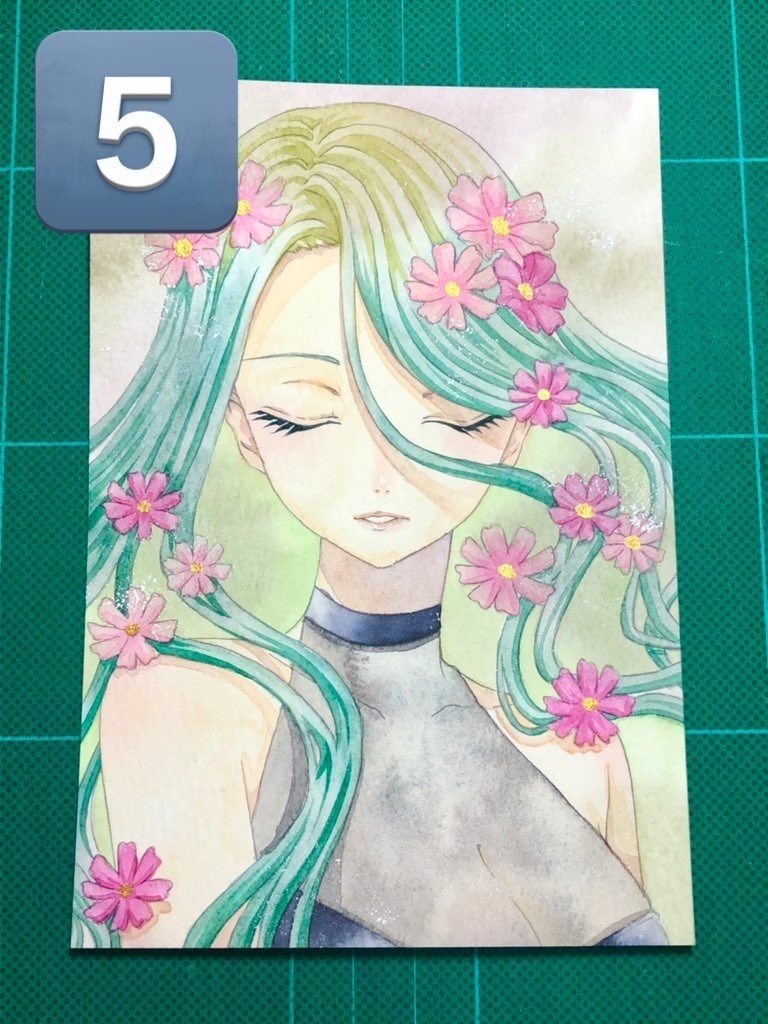 花の少女たち(はがきサイズ原画)