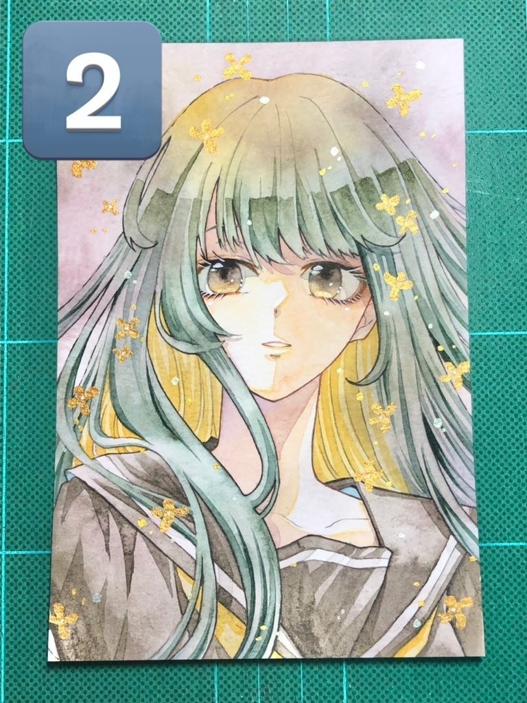 花の少女たち(はがきサイズ原画)