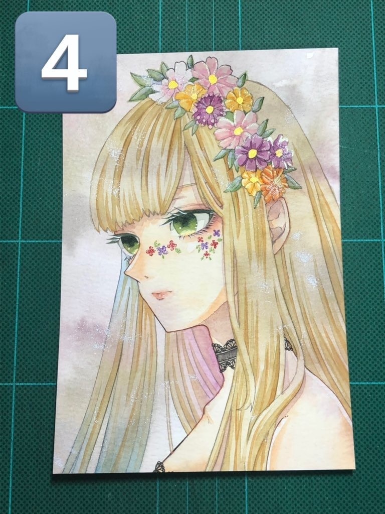 花の少女たち(はがきサイズ原画)