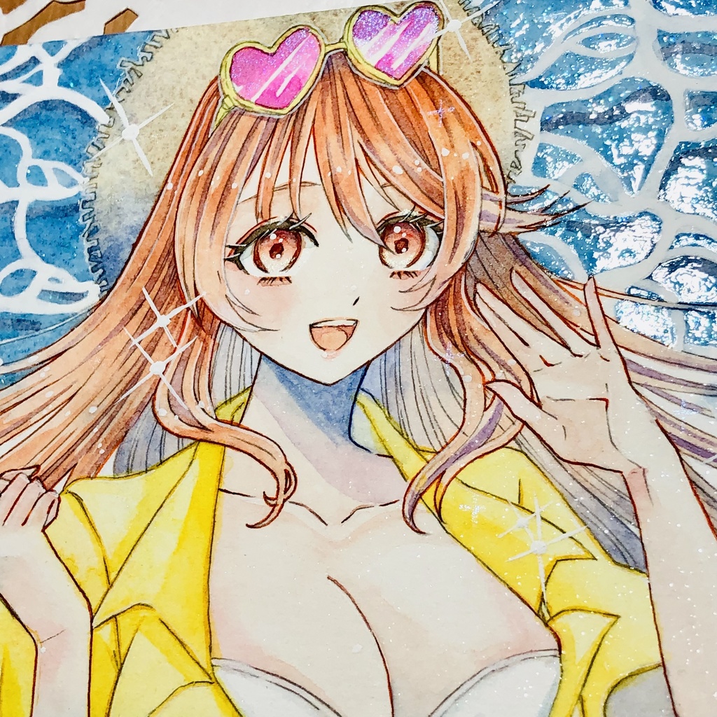 【水彩原画】真夏のマーメイド