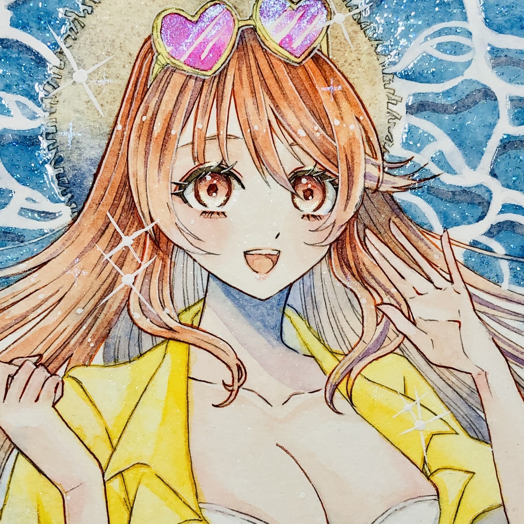【水彩原画】真夏のマーメイド