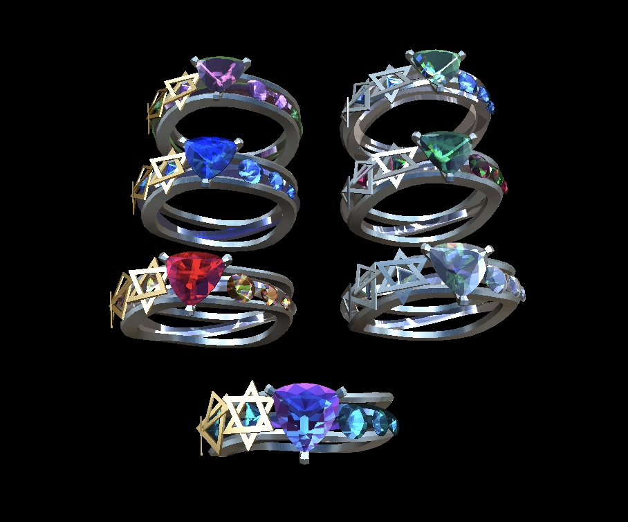 宝石の指輪　7色　Gemstone Rings