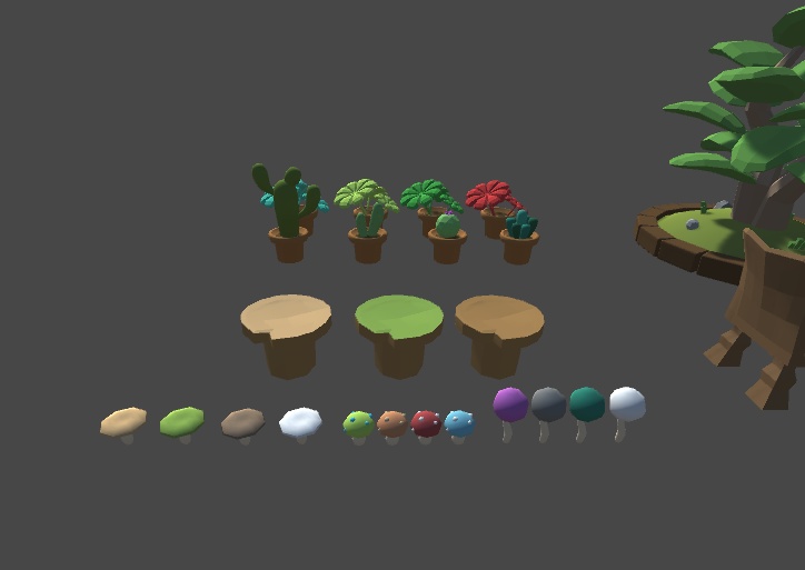 【ローポリ】植物と家具のセット