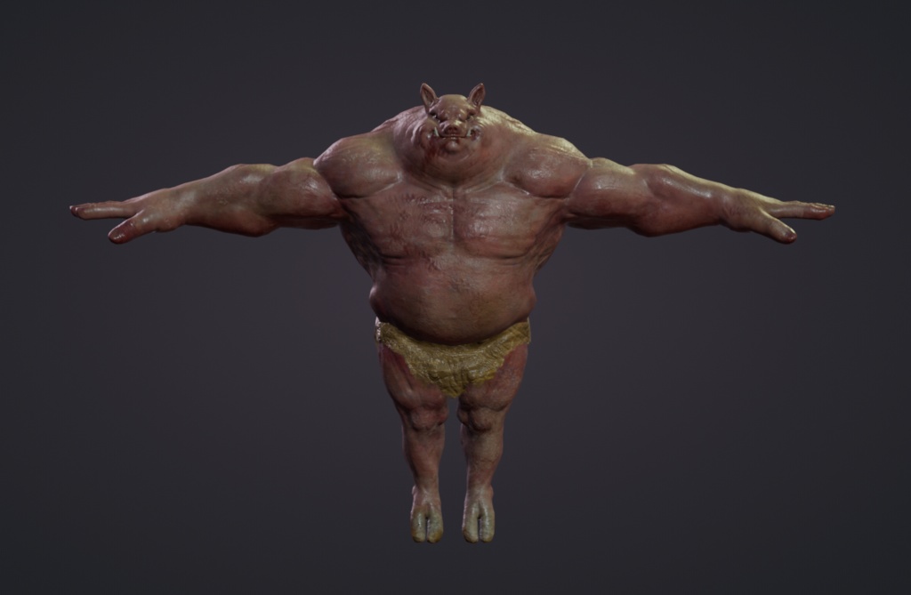 オリジナル3Dモデル オーク(豚タイプ)