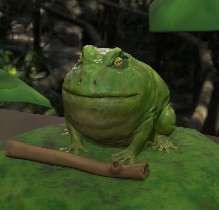 【3D】カエルと自然物のローポリセット