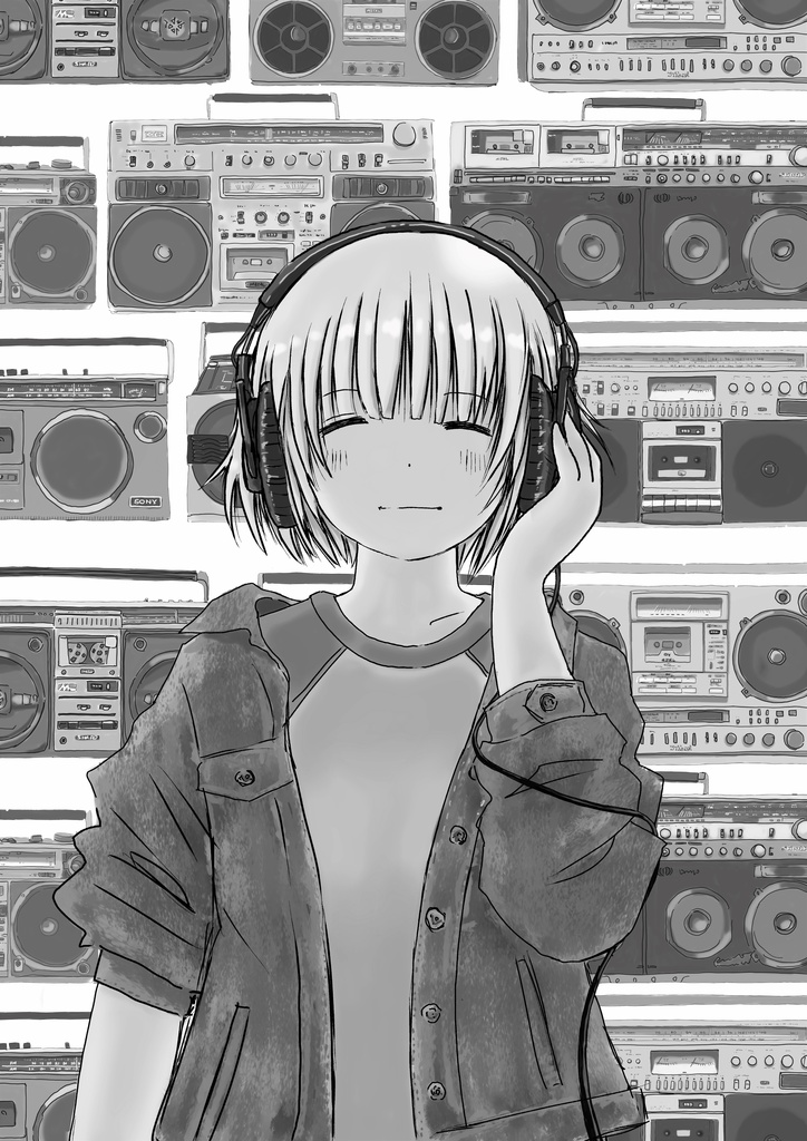 ヘッドフォン少女(ラジカセ)