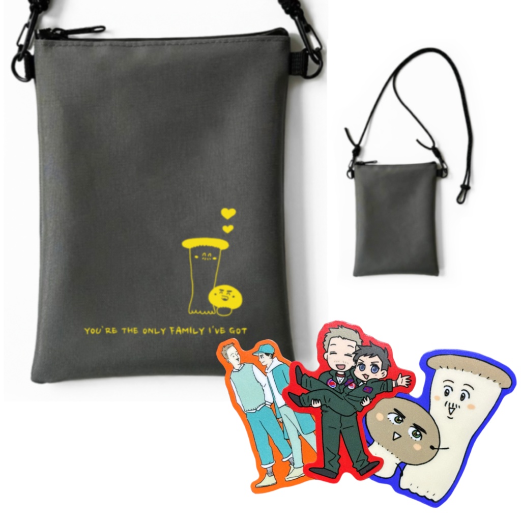 きのこグマサコッシュ+グマステッカー3種(各1枚 計3枚) セット